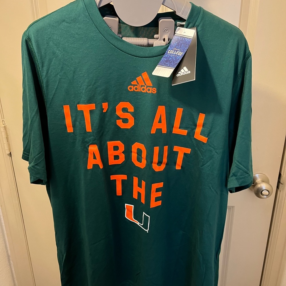 NWT Men's Adidas Miami Hurricanes "It's All About The U" T-Shirt (L)